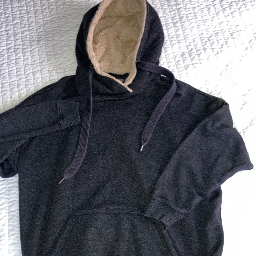 Aerie Dark Gray Hoodie with Cream Lining